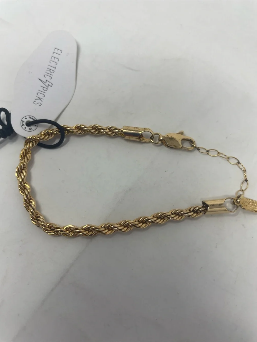 Electric Picks Gold Rope Chain Bracelet Brand New W/Tags
